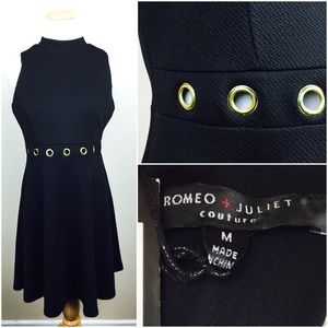 ROMEO & JULIET COUTURE Black Eyelet Skater Dress MEDIUM Goth Mini Sleeveless NWT